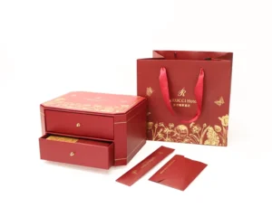Custom Rigid Cardboard Sliding Drawer Gift Storage Box for Food Mooncakes and Jewelry 2 Layers