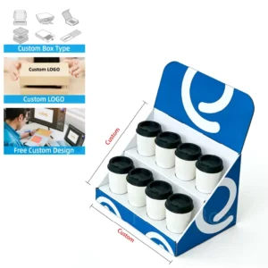 Custom Rigid Foldable Paper Display Box for Coffee Cups with Logo