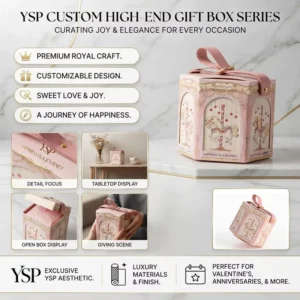Custom Rigid Pink Paper Gift Box with Handle and Custom Printed Logo