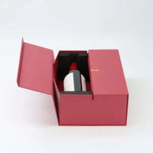 Custom Rigid Recycled Rectangle Wine Box with Handle, Magnetic Closure, and Glossy Lamination
