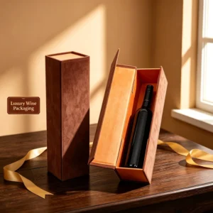Custom Rigid Wine Gift Box with Insert, Single and Double Bottle Options, and Brand Logo Print