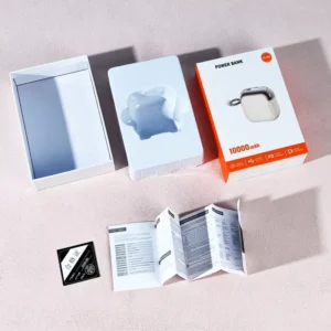 Custom RoHS Rigid Lid and Bottom Box with Lamination Recycled Materials Sponge Lining for Power Bank Consumer Electronics