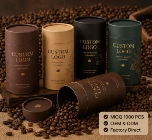 Custom Round Cardboard Coffee Paper Tube Canister for Coffee Beans, Tea Powder and Food