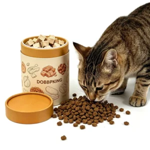 Custom Round Cardboard Cylinder Box Airtight Pet Food Storage Container for Cat Kibble