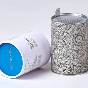 Custom Round Cylinder Food Grade Machine Sealed Cardboard Tubes Tea Powder Packaging Canister Paper Tube With Peel Off Lid