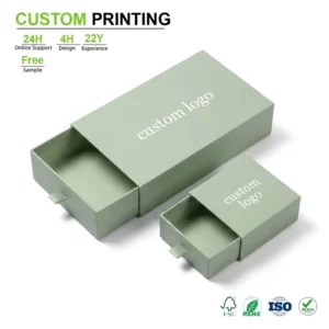 Custom Sage Green Slide Drawer Cardboard Gift Boxes for Small Items and Holiday Wrapping