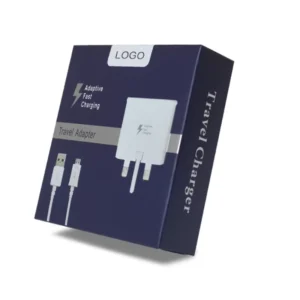 Custom Silver CMYK Printed Cardboard Box for Charger Cable and Mobile Phone Charger Packaging