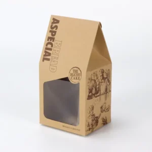 Custom Size Brown Paper Bread Box with Transparent Window for Candy Cookies and Baking