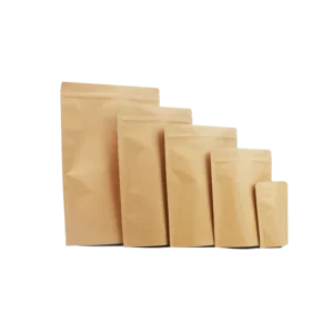 Custom Size Brown Ziplock Kraft Craft Paper Standing up Pouches Food Packaging Zipper Bags