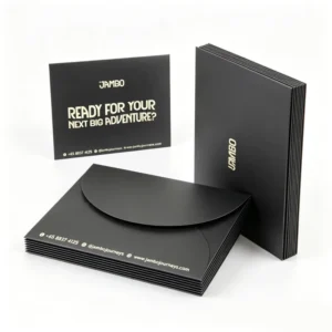 Custom-Size Digital Printed Matte Black and White Paper Envelopes with Gold Stamping for Business Cards and Brochures
