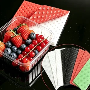 Custom-Size Food Grade Airlaid Soaker Pads, Absorbent Case Liner Sheets for Fresh Berries and Fruit, Cold Chain Shipping Packaging