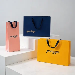 Custom Size Logo Eco Friendly Luxury Gift Premium Shoe Garment Jewelry Cosmetics Shopping Coated Paper Bag with Ribbon Handle