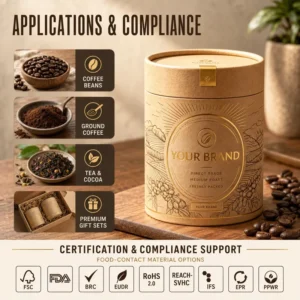 Custom Size OEM Kraft Paper Cylinder Tube Canister FSC Biodegradable Coffee Tea Gift Set Packaging