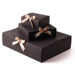 Custom-Size Printed Recycled Kraft Paper Food-Safe Gift Boxes With Ribbons