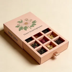 Custom Size Rectangular Tea Box with Dividers and Matte Lamination