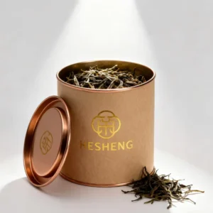 Custom Size Recyclable Kraft Paper Tea Canister with Iron Lid