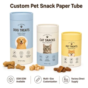 Custom-Size Rigid Food Grade Paper Tube Canister for Pet Snacks, Multi-Size