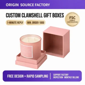 Custom Size Rigid Scented Candle Jar Gift Box with Embossing, UV Coating, Recycled Materials, and Matchstick Holder