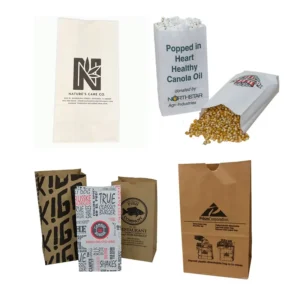 Custom Sized Brown Kraft Paper Bag for Food Grocery Fruit Popcorn Takeaway Packaging