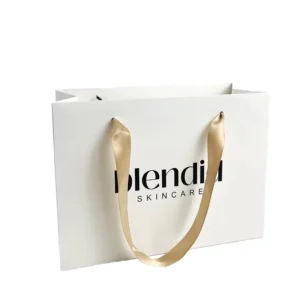 Custom Skin Care Shop Packaging Paper Bags White Square Paper Bag Customized Luxury Handle Logo Paper Bags