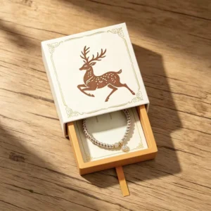 Custom Sliding Drawer Jewelry Box with Ribbon Pull Embossed Floral Design for Necklace Bracelet Gift Packaging