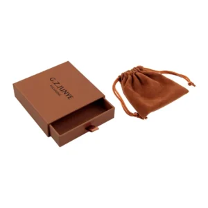 Custom Small Brown Craft Paper Drawer Jewelry Box With Logo
