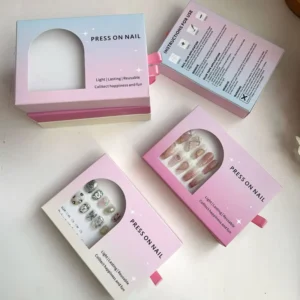 Custom Small Press-on Nail Packaging Box Manicure Storage Paper Drawer Box with Clear Window