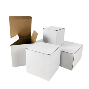 Custom Small Square Corrugated Paper Shipping Box for Consumer Electronics, White