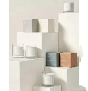 Custom Square Folding Paper Box Matte Logo Printed Gift Packaging Box for Glass Jar Scented Candle Home Fragrance