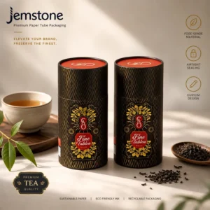 Custom Sustainable Kraft Cardboard Tube Cylinder Box Canister Gold Stamping Tea Coffee Food Grade Paper Tube Packaging with Lid