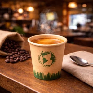 Custom Takeaway Coffee Cups High GSM Eco Friendly Water Based Coating Disposable Espresso Hot Drink Single Wall 6oz