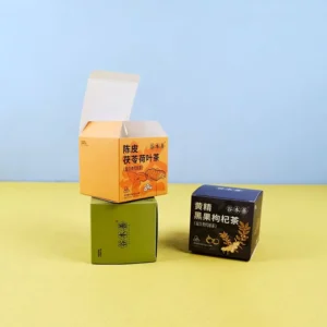 Custom Tea and Coffee Die Cut Cardboard Paper Box with Hot Stamping, CMYK, and Tuck End