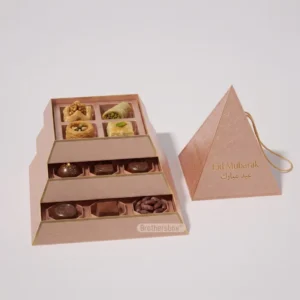Custom Textured Paper Middle East Dessert Packaging Pyramid-Shaped Three-Layer Two-Piece Box With Insert