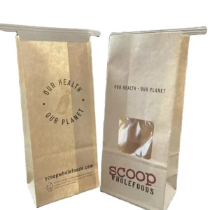 Custom Transparent Window Kraft Paper Bag for Bread Cookie Snack Nuts Kraft Paper Pouch With Tin Tie for Food Packaging
