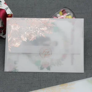 Custom Vellum Translucent Waxed Paper Envelope for Wedding Gift Packaging