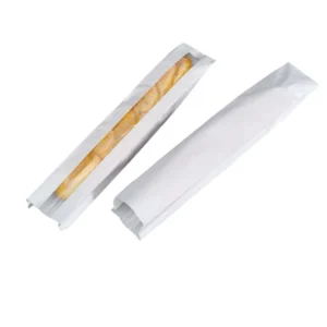 Custom White Bread Paper Bag with clear Window Factory Printed logo Food Grade baguette Paper Bag
