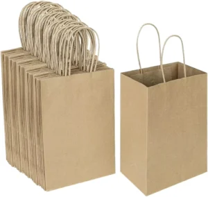 Custom White/Brown Kraft Paper Bag with Handle for Food Packaging, Supermarkets, Coffee Shops, and Gifts
