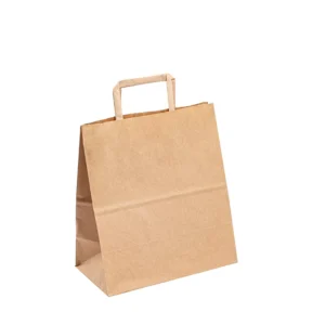 Custom White/Brown Kraft Paper Shopping Bags with Handles