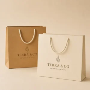 Custom White Card Bags Factory Direct with Logo Color Sturdy Handles and Size Customization