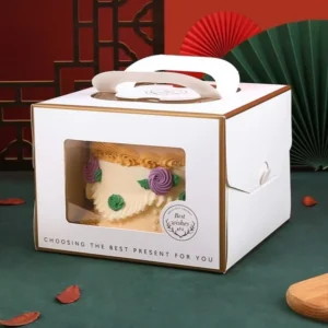 Custom White Card Paper Cake Box with Portable Candy Carton and Colorful Gift Pastry Packaging