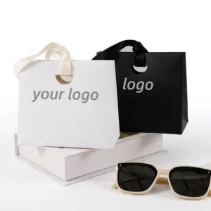 Custom White Card Paper Gift Bags with Logo for Small Business Gift Packaging