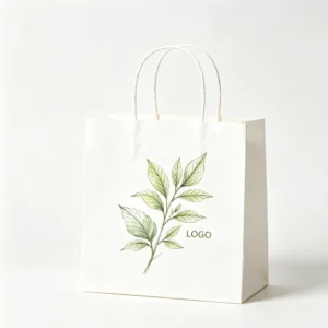 Custom White Card Shopping Bag with Paper Rope Handles for Fashion Boutiques Stationery and Exhibition Souvenirs