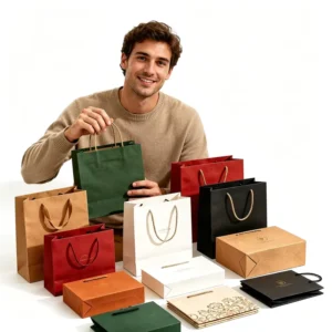 Custom White Card Tote Paper Gift Bag with Printed Logo for Tea, Mooncake, Clothing, and Skin Care Products