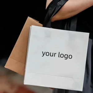 Custom White Card and Kraft Paper Bags with Logo for Pastries and Cosmetics