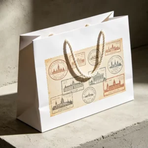Custom White Cardboard Paper Bags with Twisted Handles for Retail Shopping Packaging