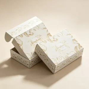 Custom White Gold Foil Mailer Box with Logo Folding Corrugated Packaging Box for Clothing