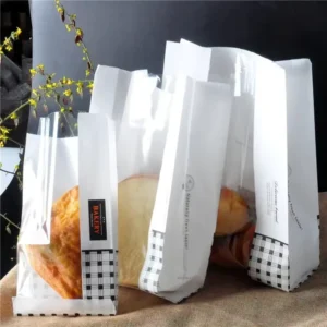 Custom White Kraft Bakery Bread Paper Bag with Clear Window and Custom Logo