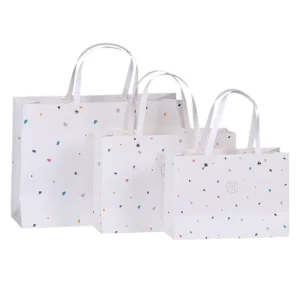 Custom White Kraft Paper Gift Shopping Bag with Logo