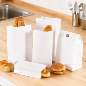 Custom White Kraft Paper Lunch Bags, 4 lb, Eco-Friendly SOS Bags for Boutiques and Grocery Stores