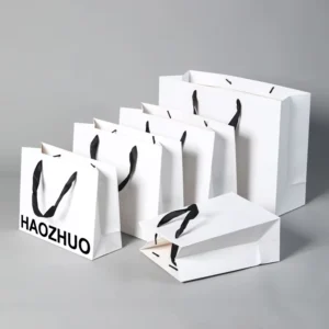 Custom White Kraft Paper Shopping Bag with Logo for Small Business